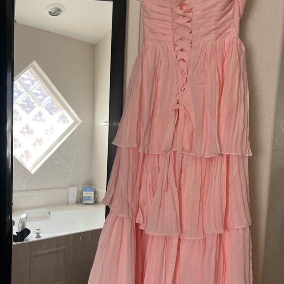 Layered Pink Ruffle Formal Dress - Picture 3 of 4